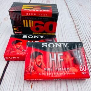 Sony HF 60 & Radio Shack HD60 Blank Audio Cassette Tapes Lot of 5 Sealed Vintage